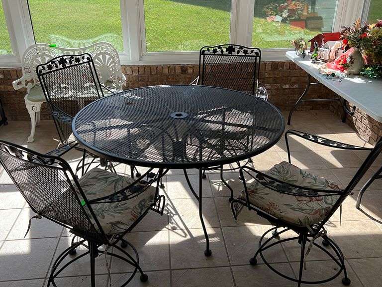 5 Piece Metal Patio Table and Chairs Matthews Auctioneers
