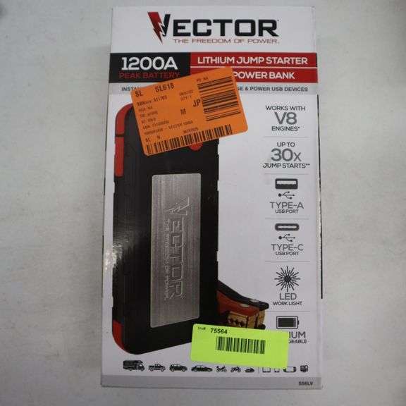 Vector 1200 Amp Peak Battery lithium jump starter Matthews Auctioneers