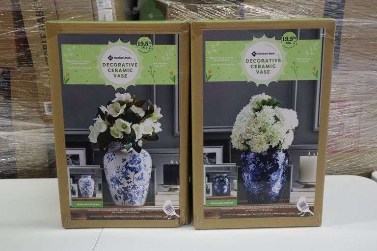 (2) Member's Mark 19.5" Tall Decorative Ceramic Vase Matthews Auctioneers