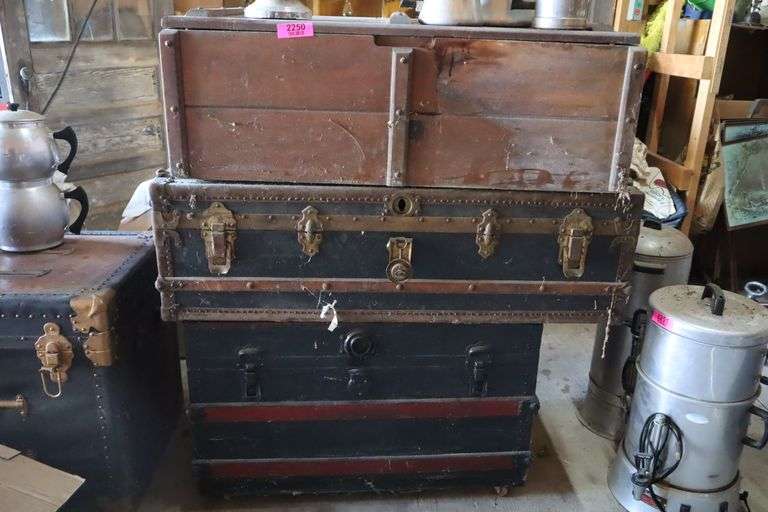 3 Antique Trunks Matthews Auctioneers