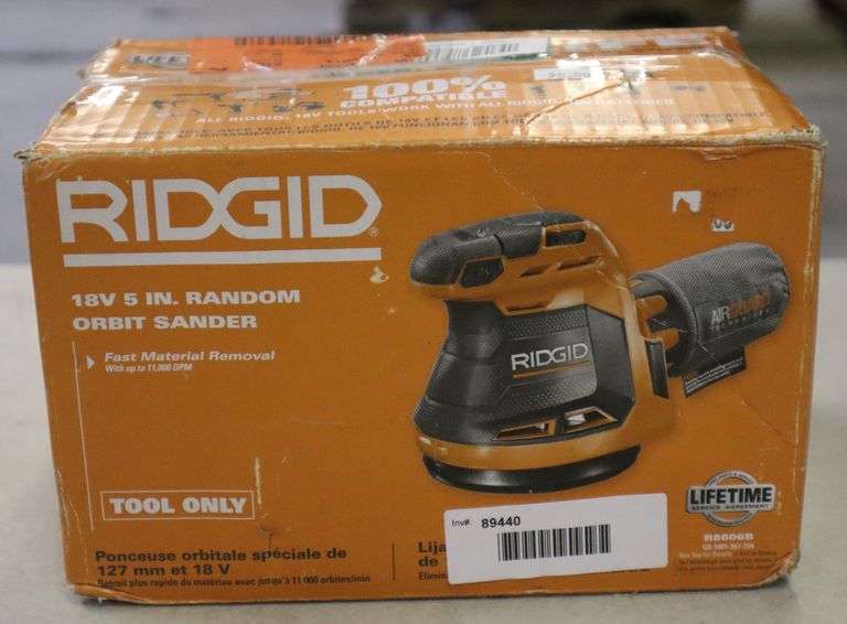 Ridgid Cordless 18v 5in Random Orbit Sander Matthews Auctioneers