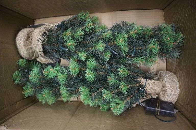 (2) 2' Evergreen tabletop tree Matthews Auctioneers