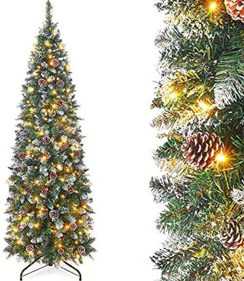 6' Pencil prelit christmas tree Matthews Auctioneers