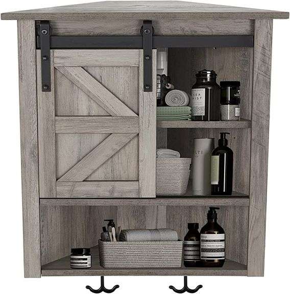 Bathroom wall wall mounted corner with sliding barn