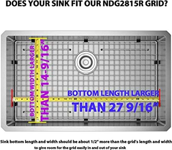 Serene Valley Sink Bottom Grid 279/16" x 149/16", Rear Drain with