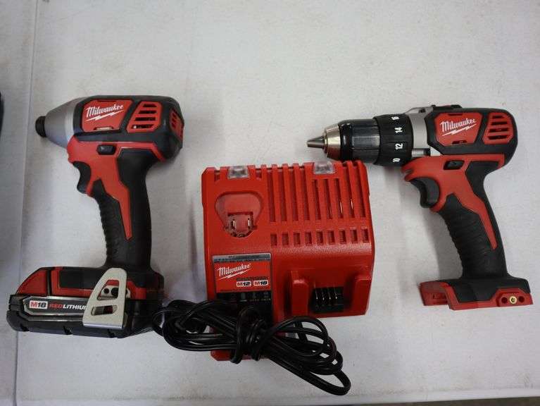 Milwaukee M18 Drill and Impact Kit with 1 battery and charger Matthews Auctioneers