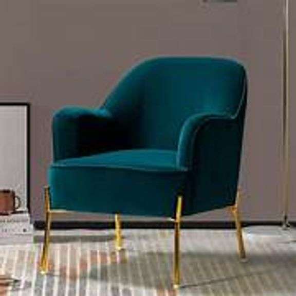 Nora Blue Gold Legs Accent Chair Matthews Auctioneers