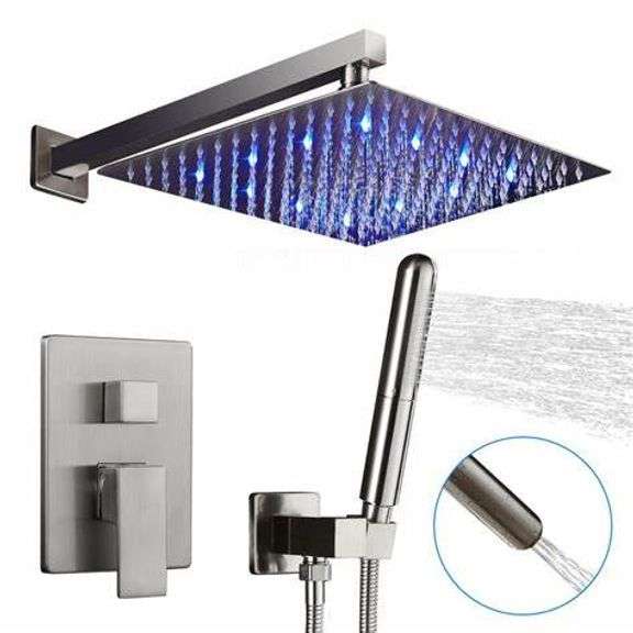 ELLO&ALLO 2-Handle 2-Spray of Rain LED 10 in. Shower Head System Shower ...