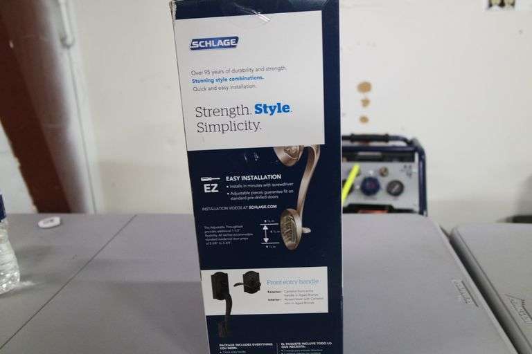 SCHLAGE Camelot Aged Bronze Door Handleset Grip with Accent Door Handle