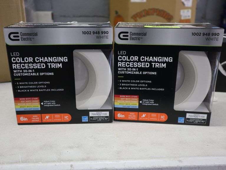 (2) Commercial Electric 6" LED color changing recessed trim Matthews