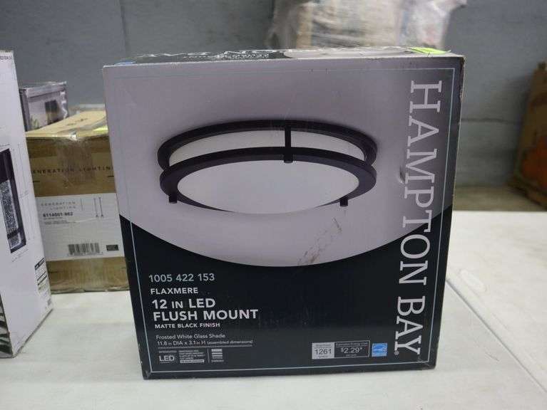 Hampton Bay Flaxmere 12" LED flush mount Matthews Auctioneers