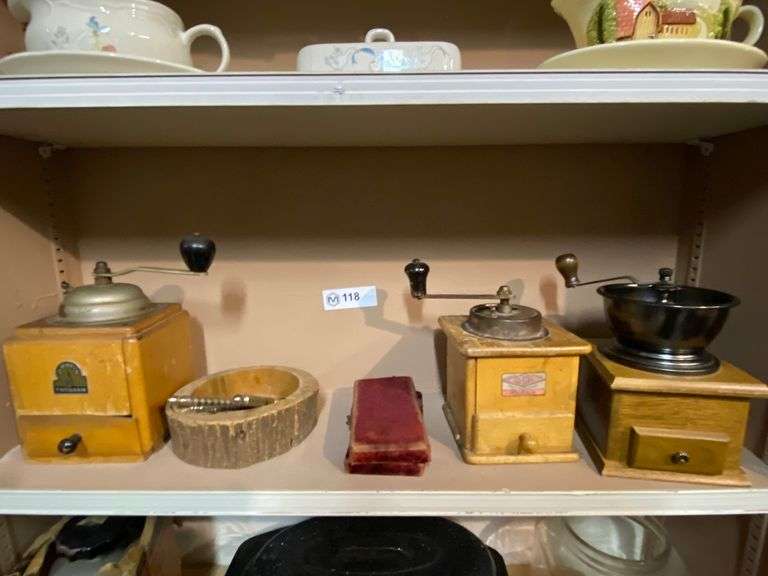 Old Coffee Grinders, nut cracker with holder Matthews Auctioneers