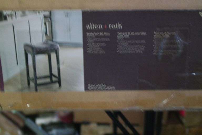 allen + roth Gray 24in H Counter height Upholstered Wood Bar Stool