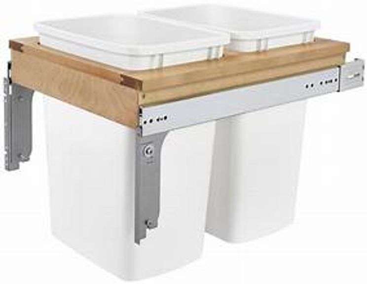 BRevAShelf 4WCTM Top Mount Double Bin Trash Can for 11/2 Inch