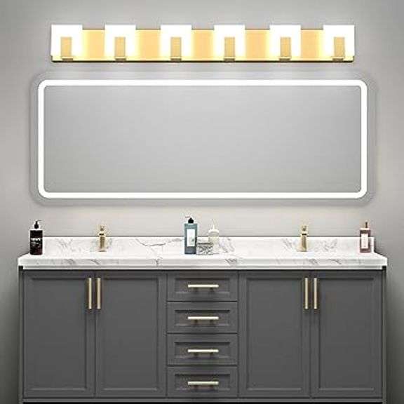 Aipsun Gold Vanity Lighting Fixtures Modern Vanity Lights LED 6 Lights