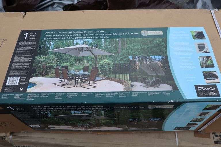 Seasons Sentry 10' Solar LED Cantilever Umbrella with base Matthews