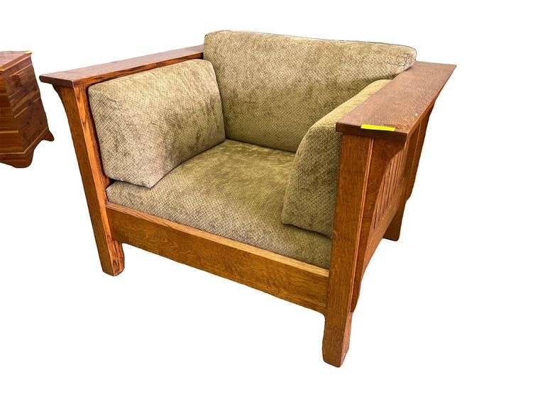 Mission Style Upholstered Chair Amish made Matthews Auctioneers