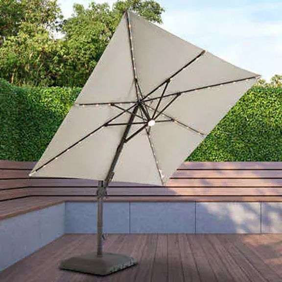 Seasons Sentry 10' Solar LED Cantilever Umbrella with base Matthews