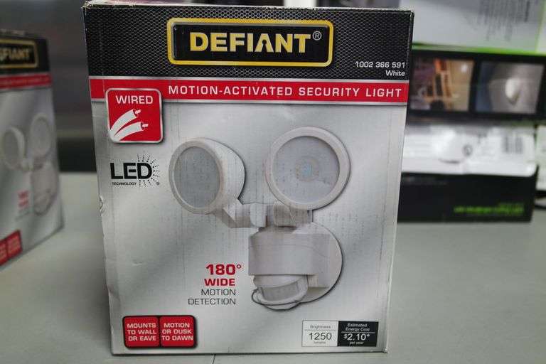 DEFIANT 80 Watt Equivalent 1200 Lumen 180 Degree White Motion Sensing
