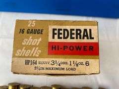 Federal Shot Gun Shells 16 Gauge 2 3/4 Length - Partial Box