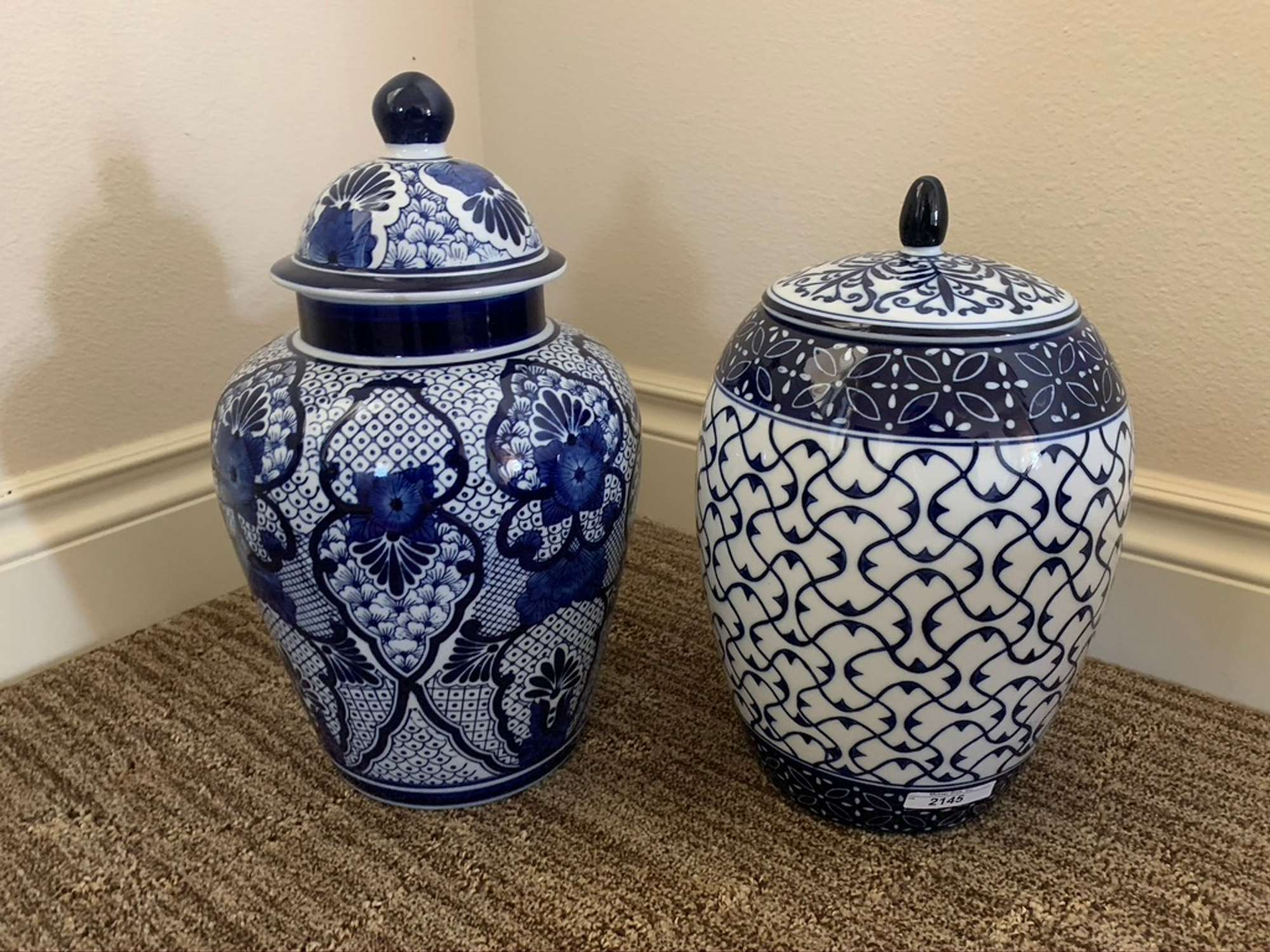 2 Blue China Canisters