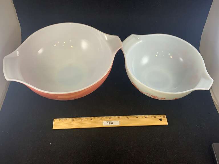 Set of 2 PYREX Pink Gooseberry Cinderella Nesting Mixing Bowls