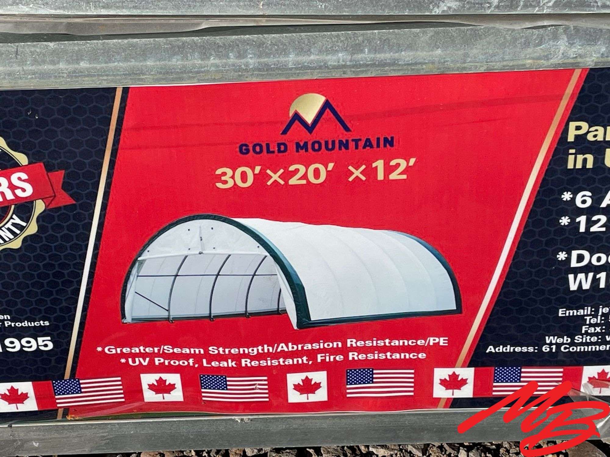 Gold Mountain 30' x 20' x 12' Dome Storage Shelter, New & Unused