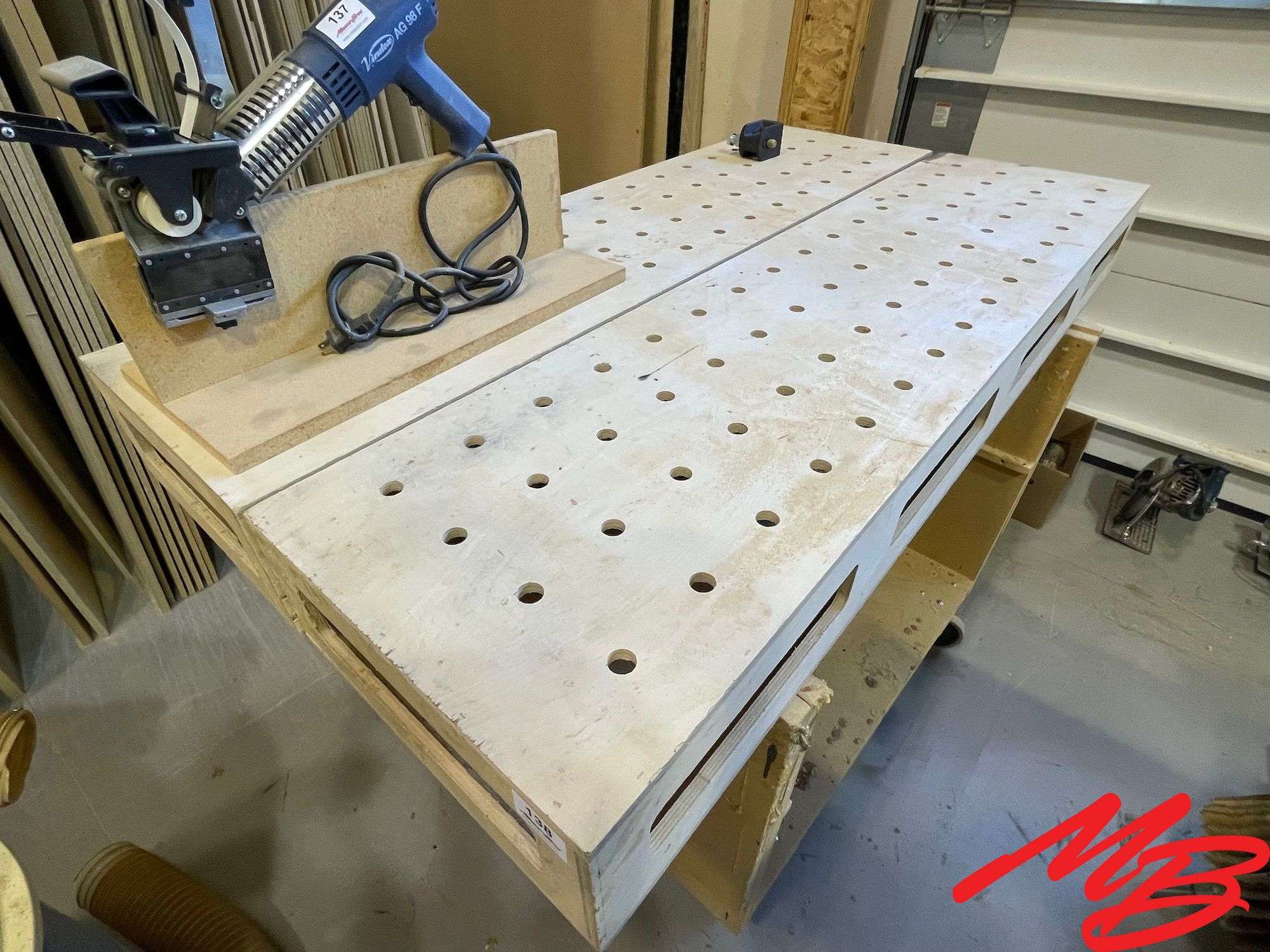 (2) 16" x 60" Shop Built Work Benches & Rolling Cart