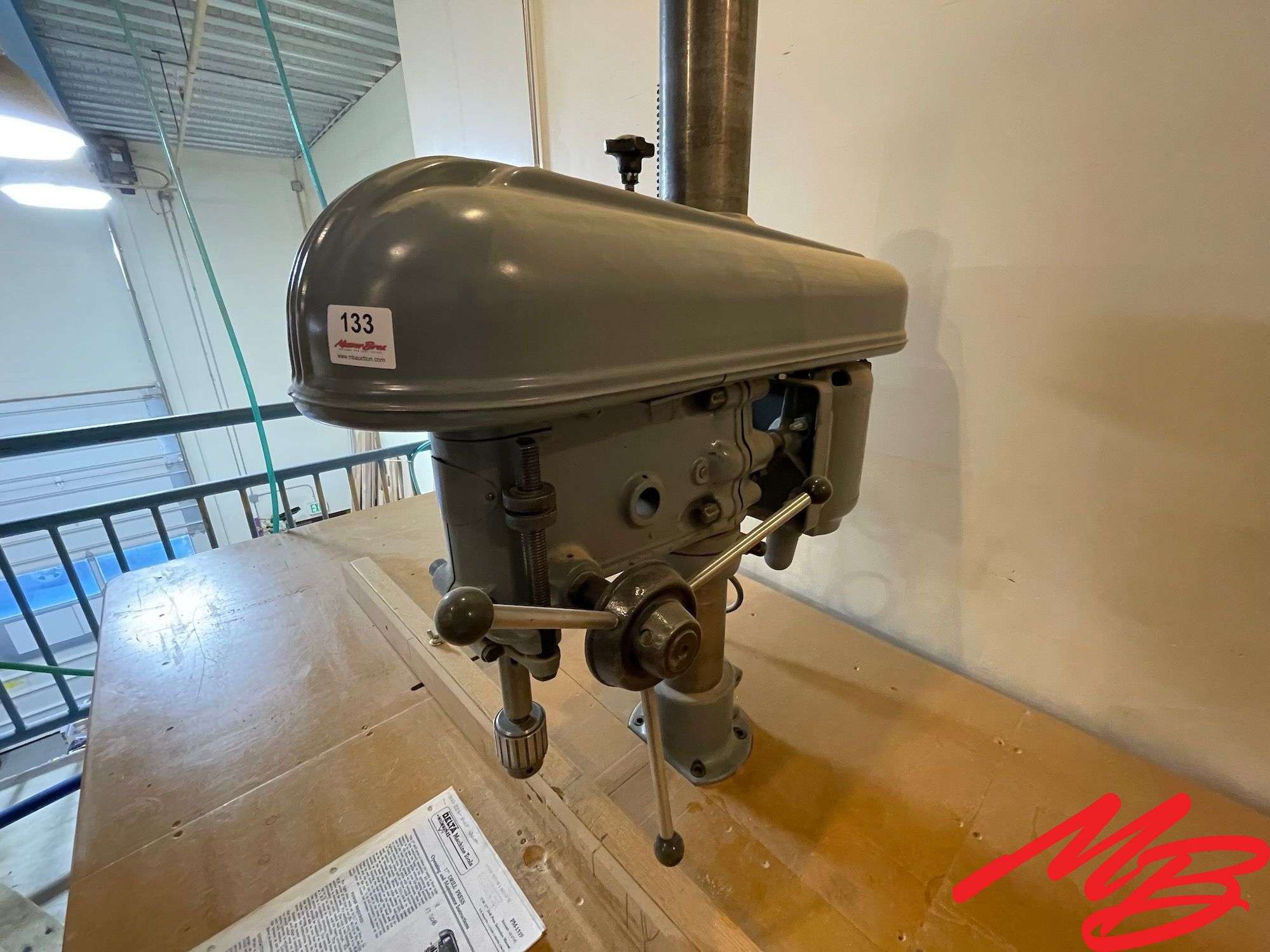 Delta 17" Drill Press Mounted on Large Table, 3-phase