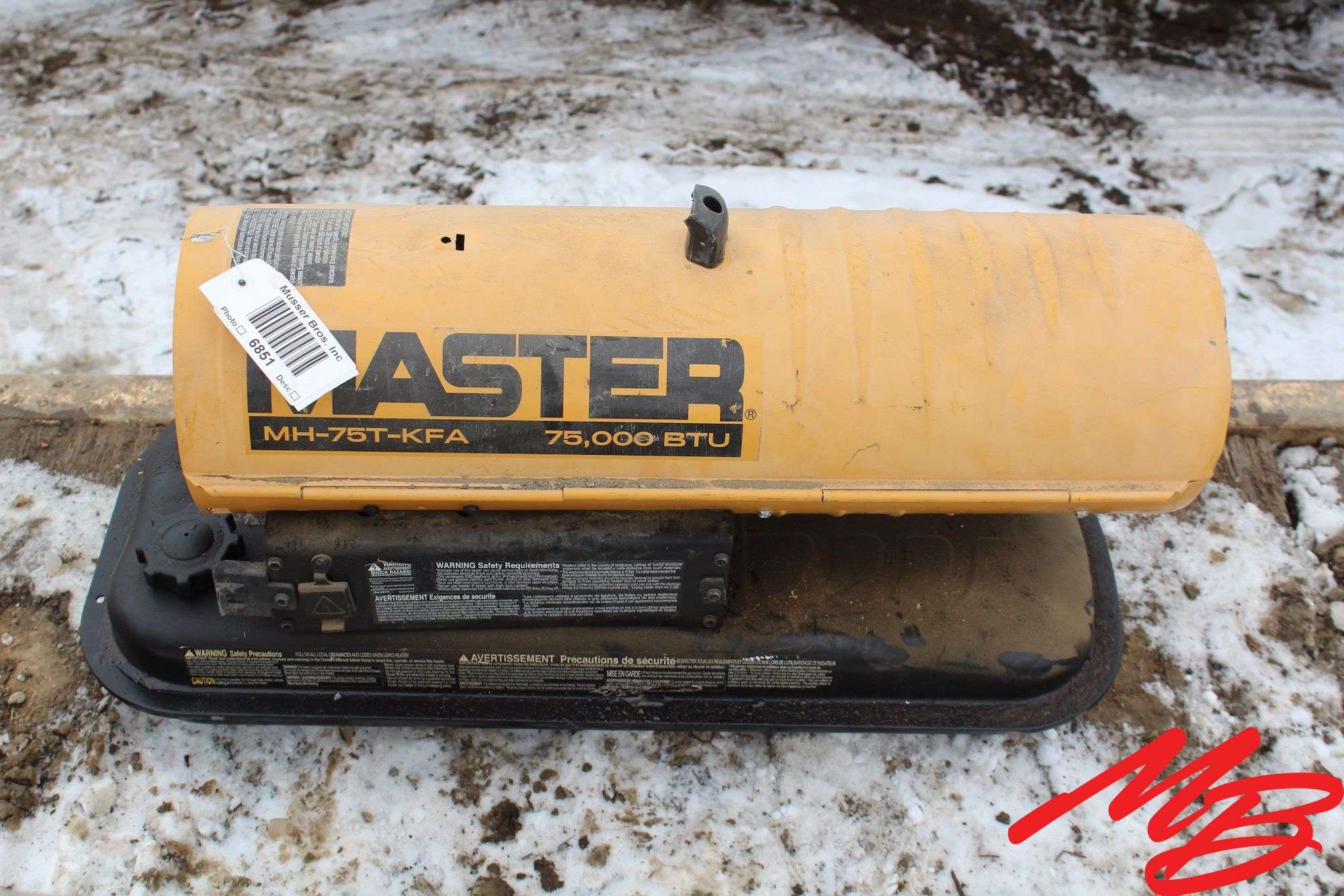 Master Diesel Space Heater, MH-75T-KFA, 75,000btu - Musser Bros Inc