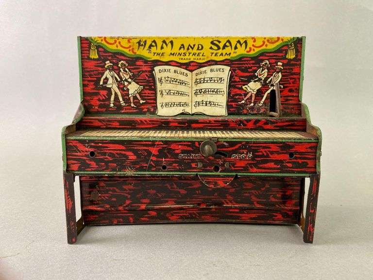 Group of 4 Wind Up Tin Toy Pianos Matthew Bullock Auctioneers