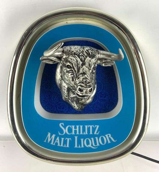 Schlitz Malt Liquor Light Up Advertising Bulls Head Beer Sign Matthew Bullock Auctioneers