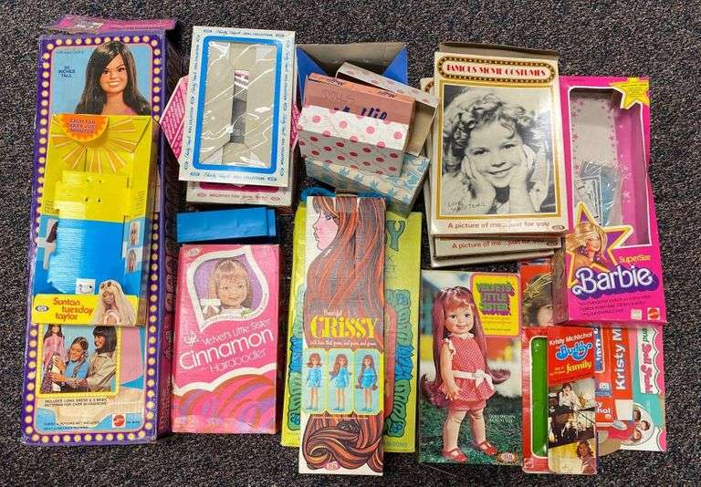 Group of Empty Doll Boxes Matthew Bullock Auctioneers