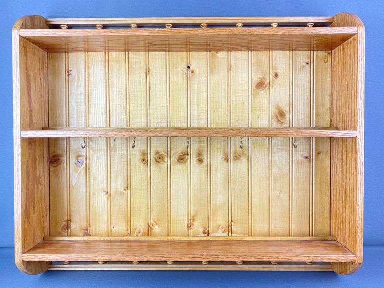 Wooden Display Shelf with Hooks Matthew Bullock Auctioneers