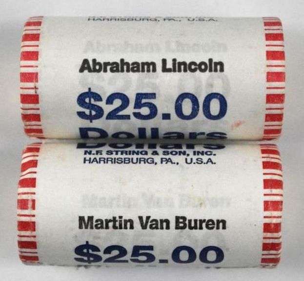 Group of (2) 25 Presidential Dollar Rolls Lincoln & Van Buren