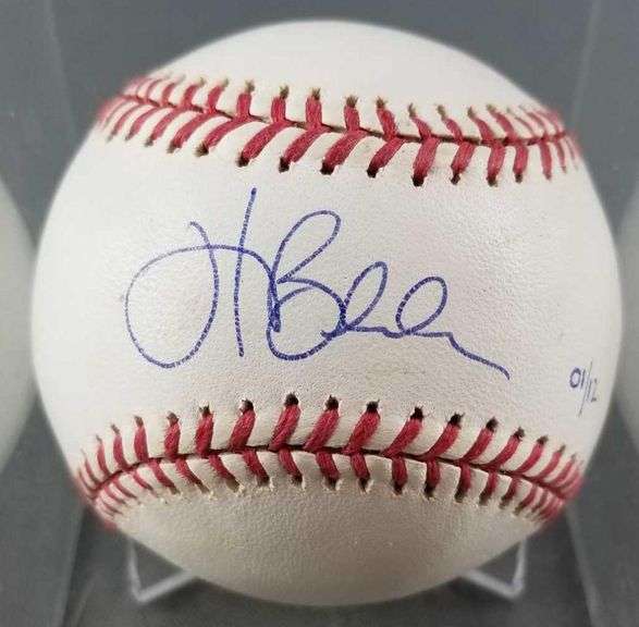 Hank Blalock Signed baseball Matthew Bullock Auctioneers