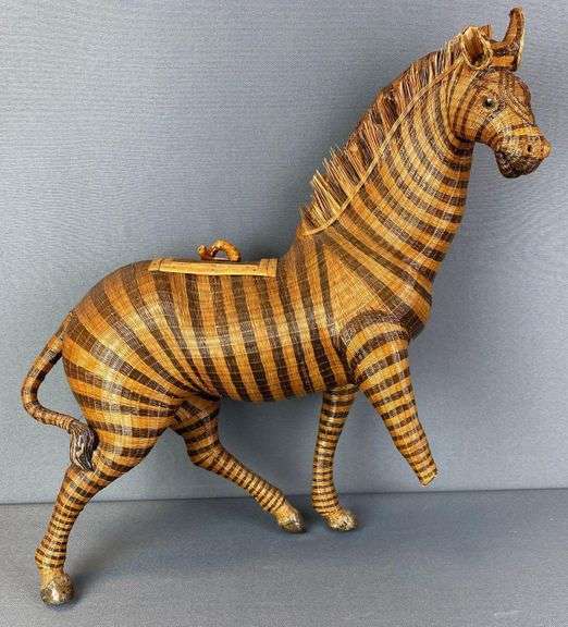 Woven Wood Zebra Box Statue Matthew Bullock Auctioneers