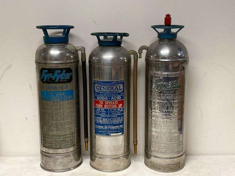 Group of 3 water Soda Acid Fire Extinguishers Matthew Bullock Auctioneers