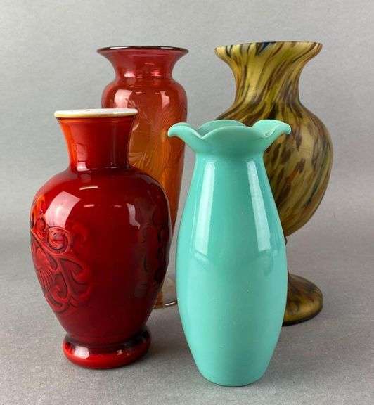 Group of 4 Art Glass Vases Matthew Bullock Auctioneers