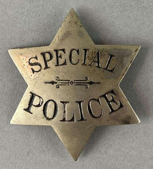 Rare Large Antique Pie Plate Police Badge Matthew Bullock Auctioneers