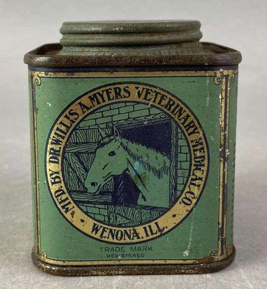 Dr. Willis A. Myers Hoof Ointment Wenona IL. Tin Matthew Bullock