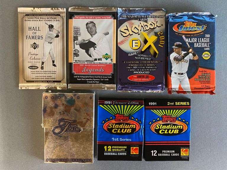 7 unopened baseball packs Matthew Bullock Auctioneers