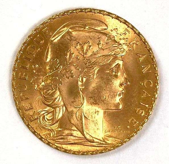 1907 French 20 Francs Rooster - Matthew Bullock Auctioneers