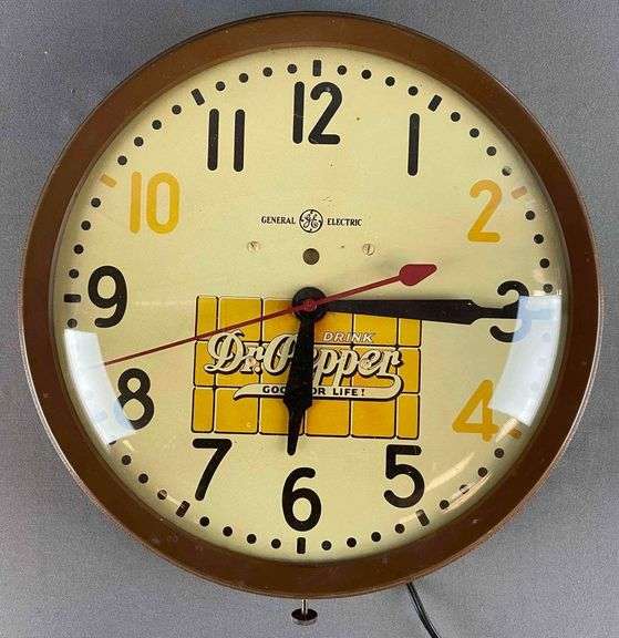 Vintage Dr. Pepper Advertising Clock Matthew Bullock Auctioneers