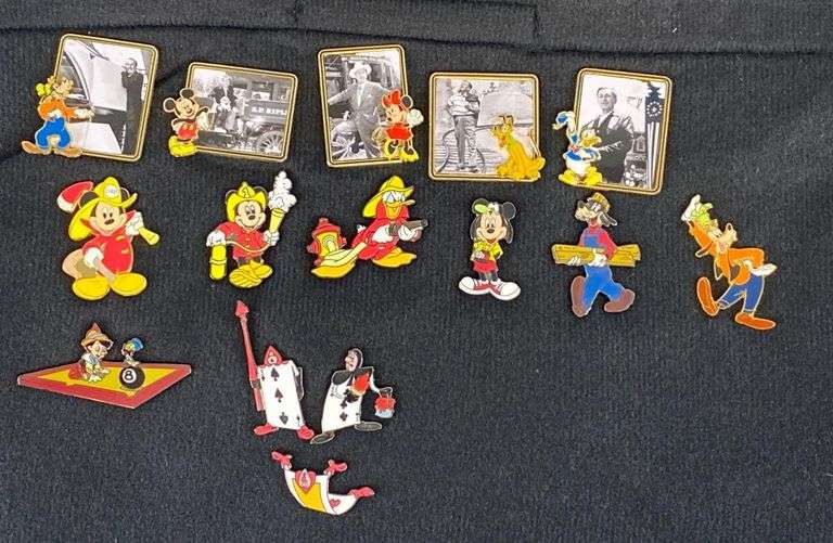 Group of 15 Disney Enamel Pins Matthew Bullock Auctioneers
