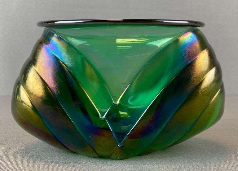 Modern Iridescent Glass Vase Matthew Bullock Auctioneers