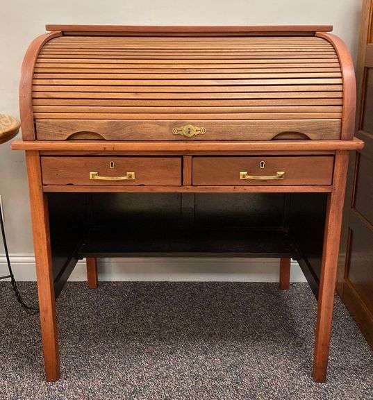 Imperial Desk Co. Wood Roll Top Desk Matthew Bullock Auctioneers