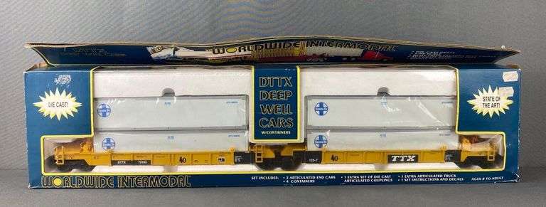 Group of 6 O Scale DTTX Worldwide Intermodal Train Cars BBC - Matthew ...