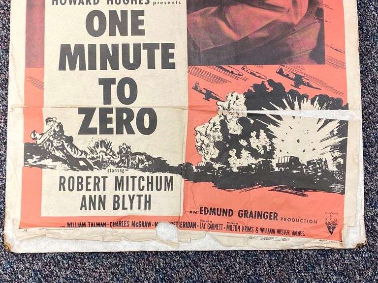One Minute to Zero Movie Poster Matthew Bullock Auctioneers
