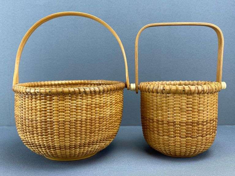 Group of 2 Reproduction Nantucket Baskets Matthew Bullock Auctioneers